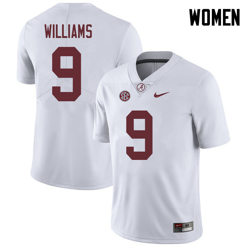 Women #9 Xavier Williams Alabama Crimson Tide College Football Jerseys Sale-White